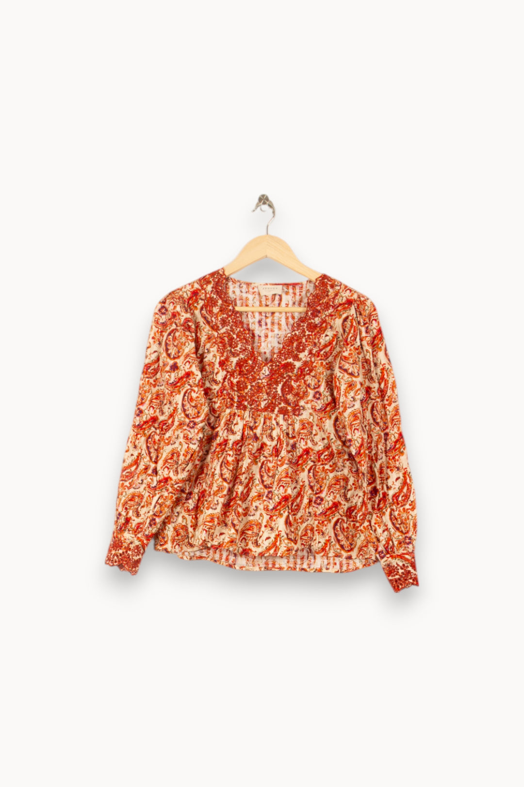 Blouse Imprimée Bordeaux et Écru - Taille M/38 de la marque Sézane | PARAD53784 - Vendu par Paradigme - Image 2