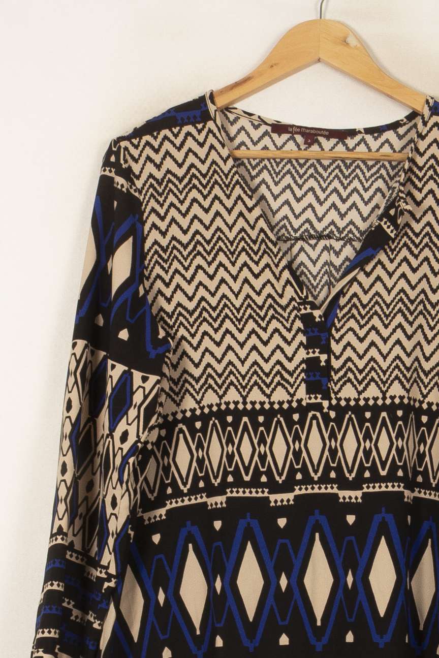 Robe Noire et Beige - Taille L/40 de la marque La Fée Maraboutée | PARAD53791 - Vendu par Paradigme - Image 3