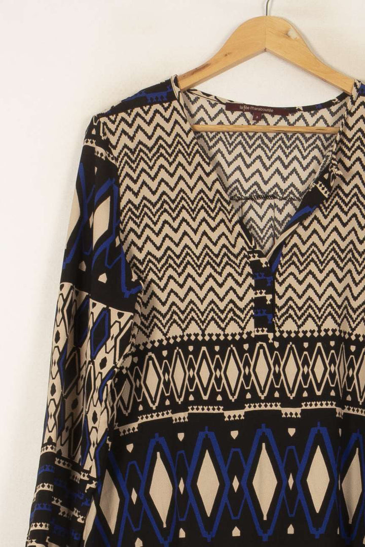 Robe Noire et Beige - Taille L/40 de la marque La Fée Maraboutée | PARAD53791 - Vendu par Paradigme - Image 3