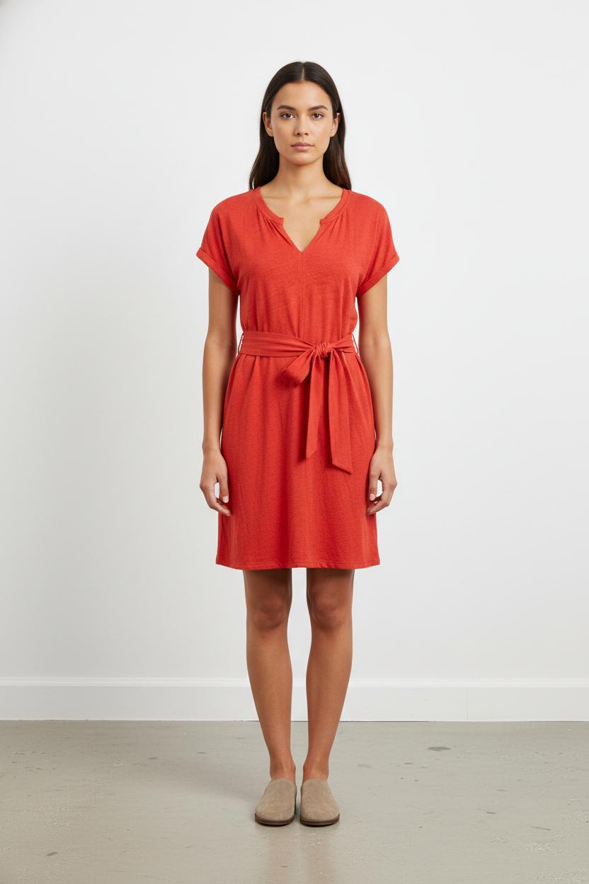 Robe Ceinturée Rouge - Taille S/36