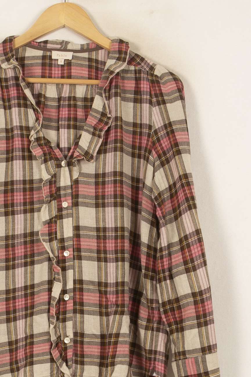 Chemise À Carreaux Beige et Marron - Taille M/38 de la marque Pablo | PARAD53802 - Vendu par Paradigme - Image 3