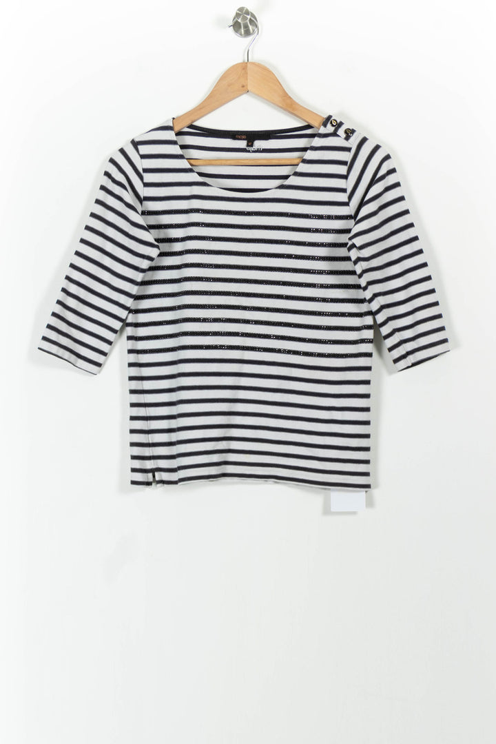 Marinière Blanche et Noire - Taille M/38 de la marque Maje | PARAD53832 - Vendu par Paradigme - Image 2