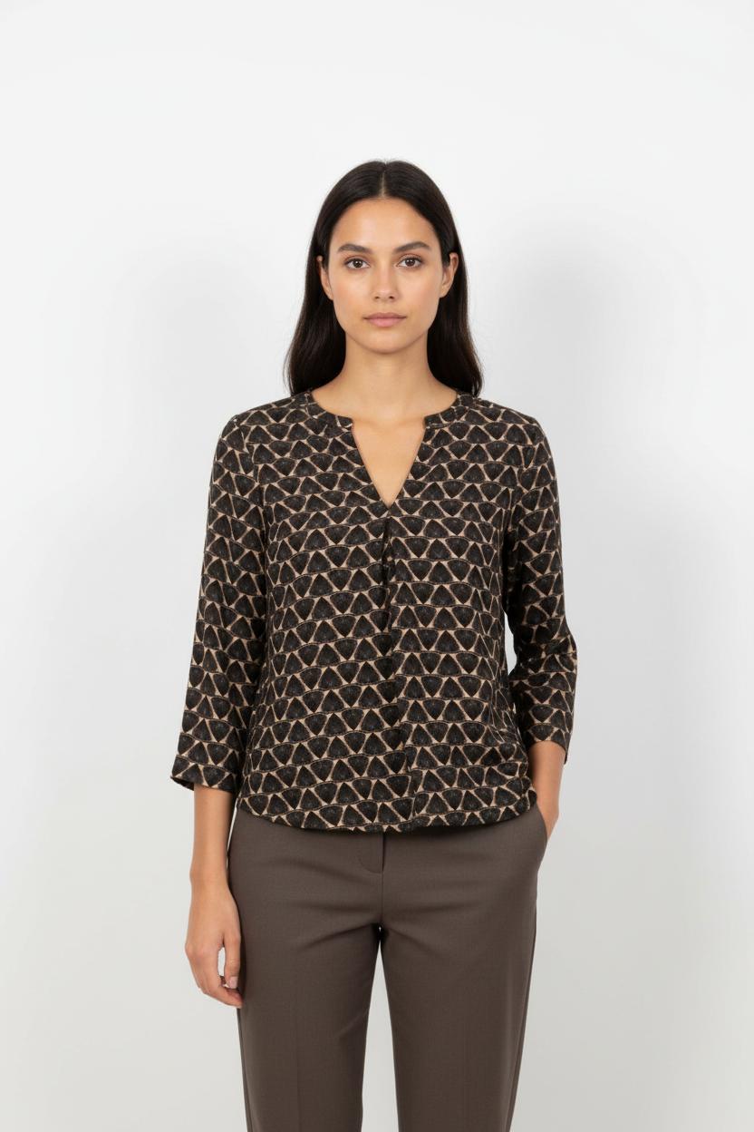Blouse Noire et Beige - Taille XL/42