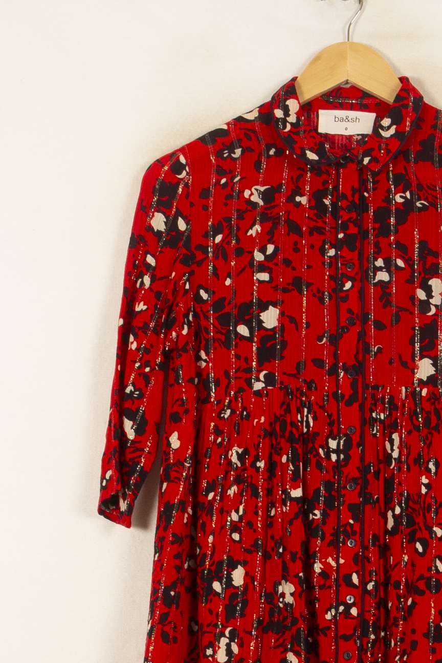 Robe Chemise Rouge et Noire - Taille XS/34 de la marque ba&sh | PARAD53846 - Vendu par Paradigme - Image 3
