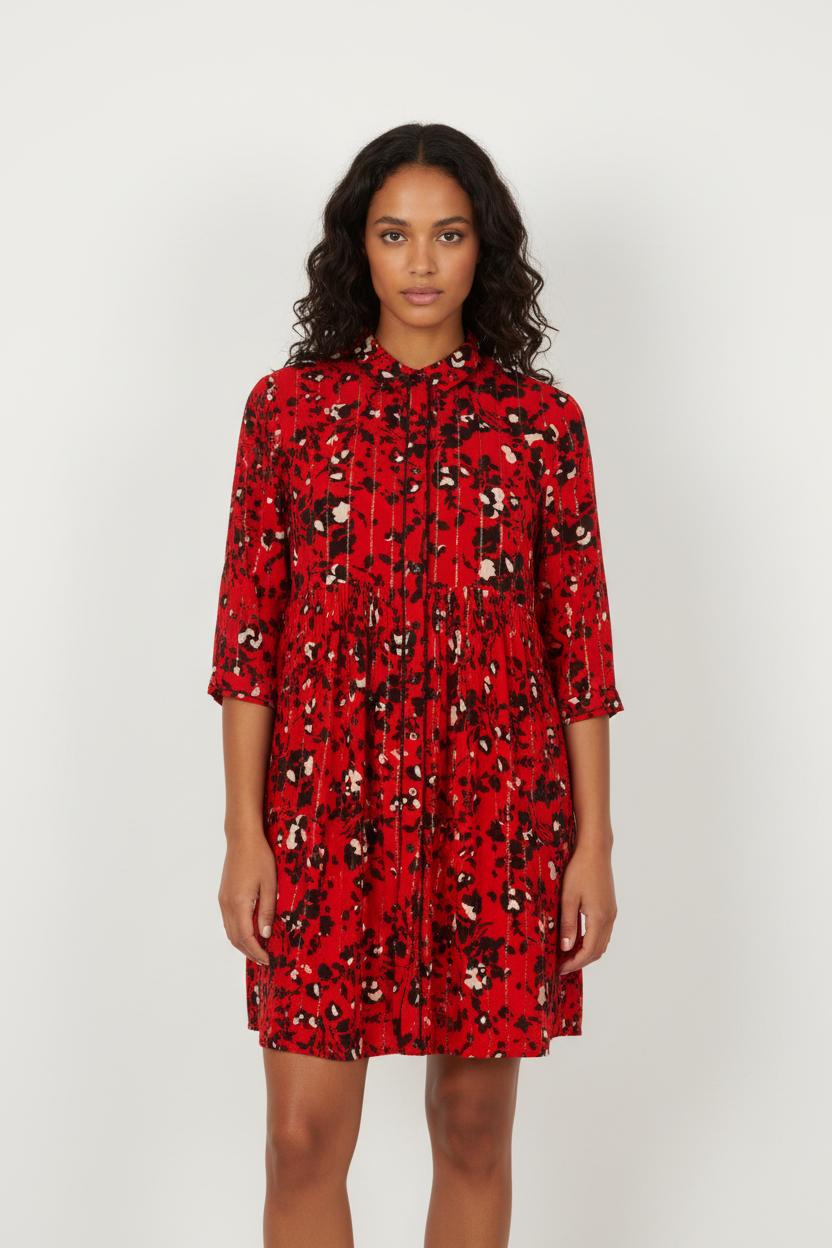 Robe Chemise Rouge et Noire - Taille XS/34