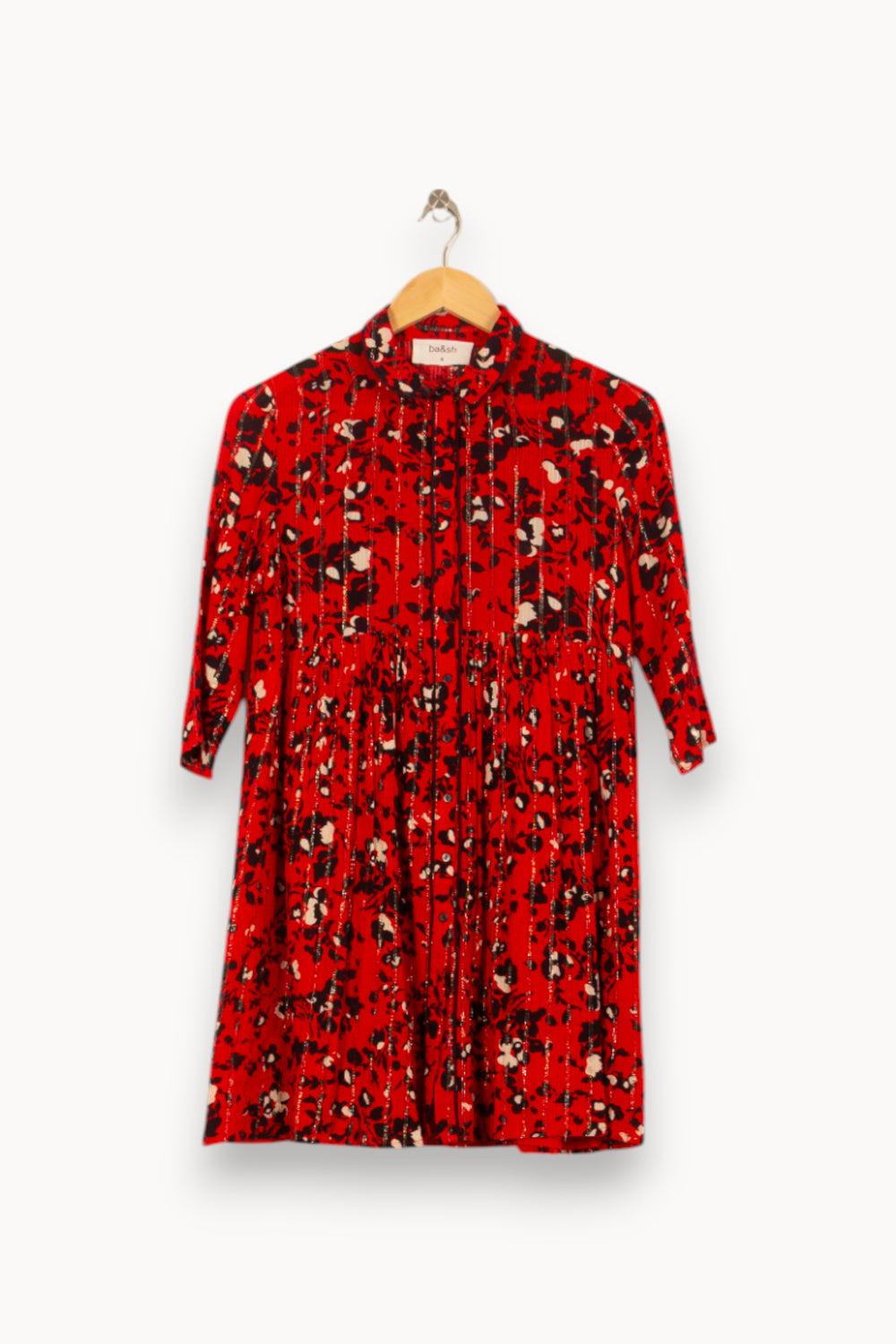 Robe Chemise Rouge et Noire - Taille XS/34 de la marque ba&sh | PARAD53846 - Vendu par Paradigme - Image 2