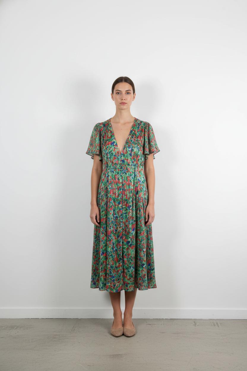 Robe Longue Verte et Rouge - Taille S/36