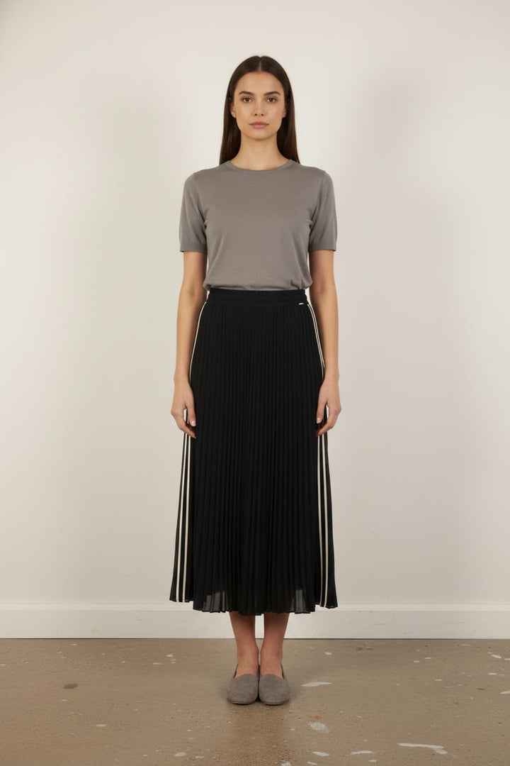 Jupe Plissée Bleu Marine et Blanc - Taille S/36