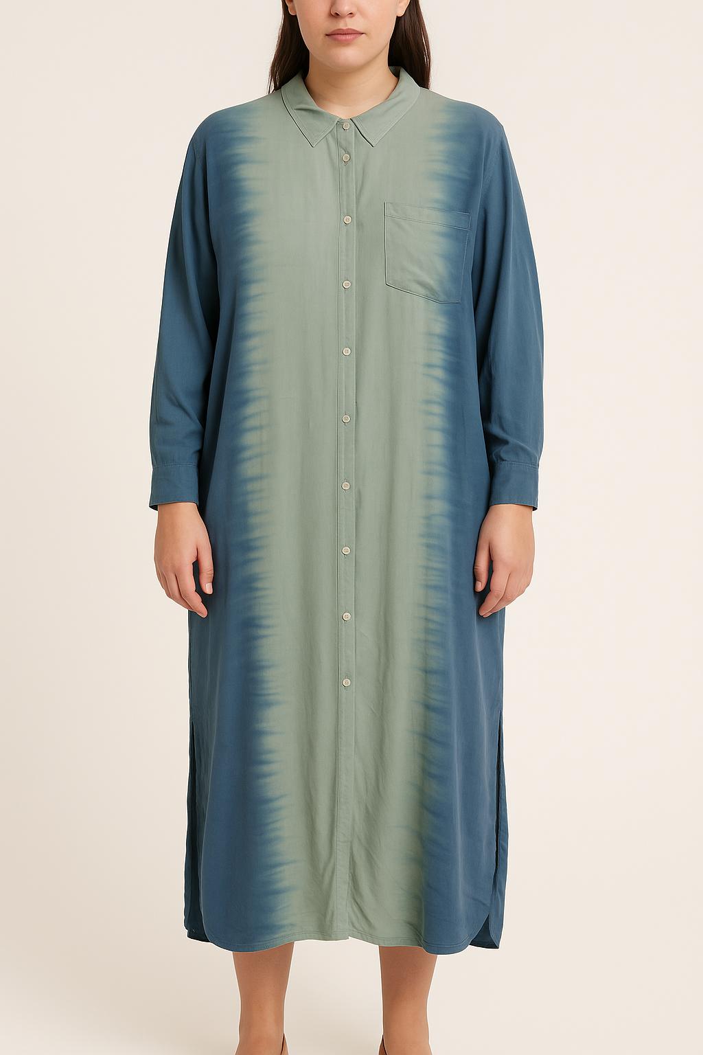 Robe Chemise Longue Bleu et Vert - Taille L/40 de la marque Notshy Cashmere | PARAD54012 - Vendu par Paradigme - Image 1