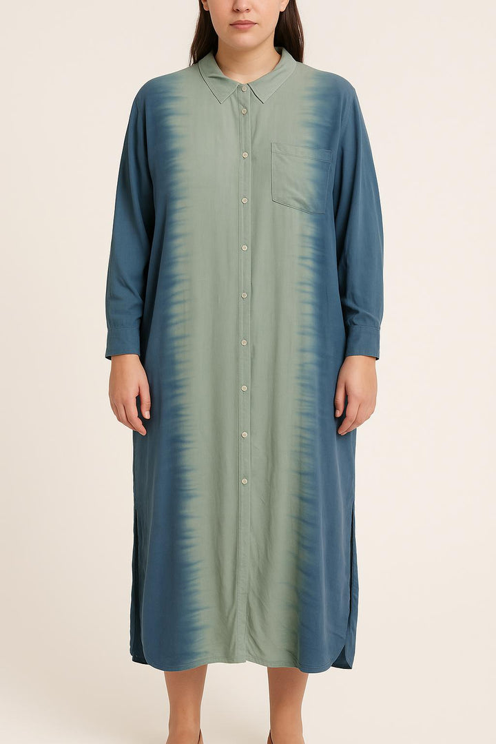 Robe Chemise Longue Bleu et Vert - Taille L/40 de la marque Notshy Cashmere | PARAD54012 - Vendu par Paradigme - Image 1