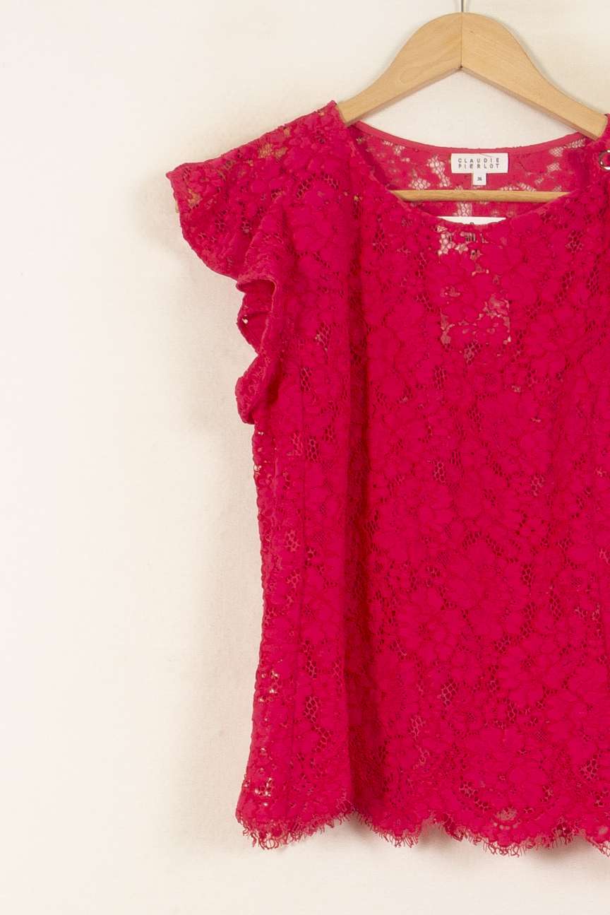 Blouse Dentelle Rose - Taille S/36 de la marque Claudie Pierlot | PARAD54034 - Vendu par Paradigme - Image 3