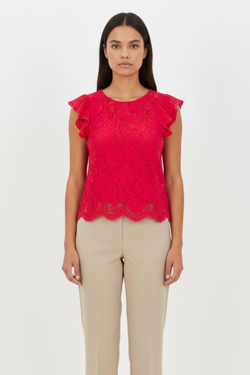 Blouse Dentelle Rose - Taille S/36