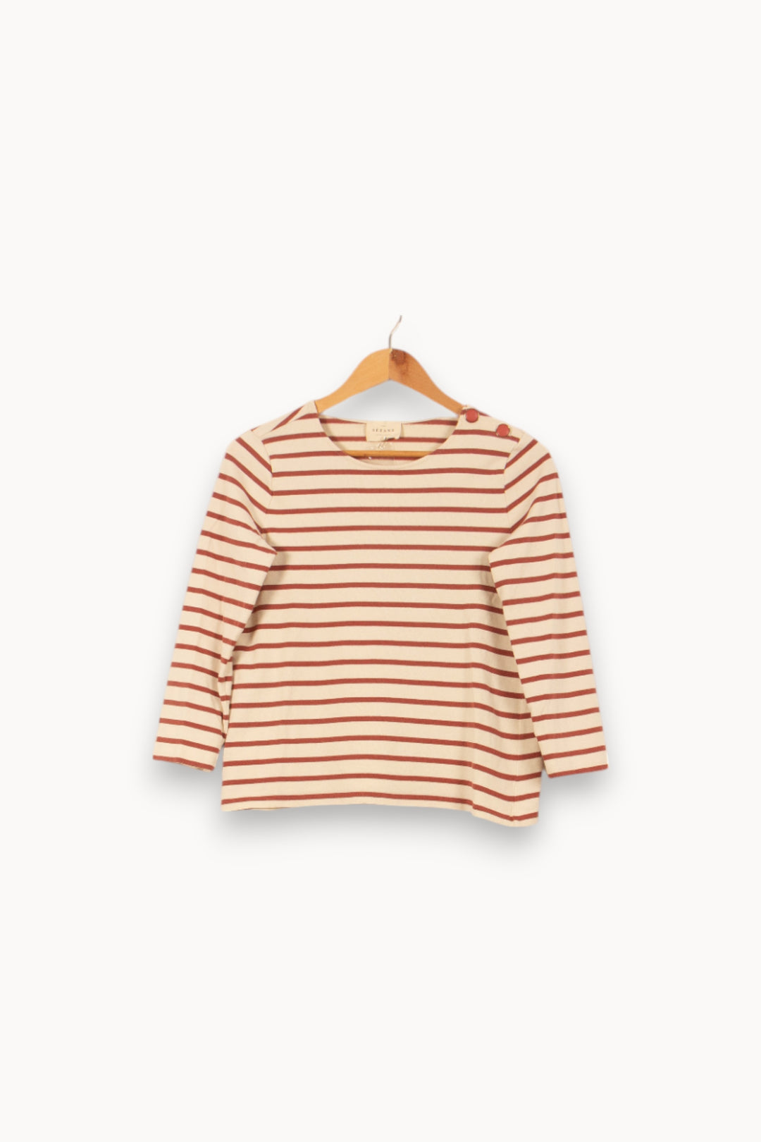 Marinière Ecrue et Rouge - Taille S/36 de la marque Sézane | PARAD54045 - Vendu par Paradigme - Image 2