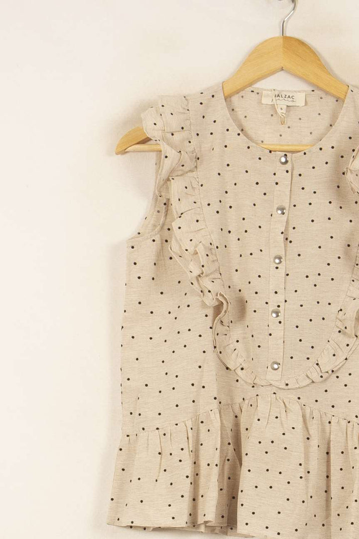 Blouse Beige à Pois Noirs - Taille S/36 de la marque Balzac Paris | PARAD54048 - Vendu par Paradigme - Image 3