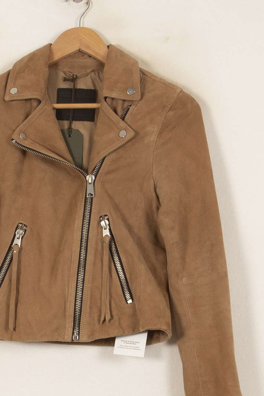 Blouson Motard Beige - Taille XS/34 de la marque All Saints | PARAD54067 - Vendu par Paradigme - Image 3