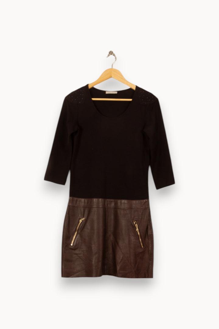 Robe Courte Noire et Marron - Taille M/38 de la marque IKKS | PARAD54099 - Vendu par Paradigme - Image 2