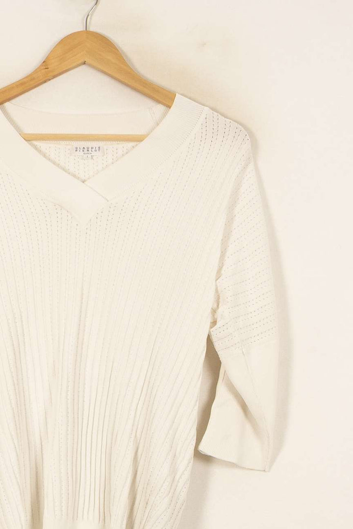 Pull Blanc - Taille S/36 de la marque Claudie Pierlot | PARAD54124 - Vendu par Paradigme - Image 3