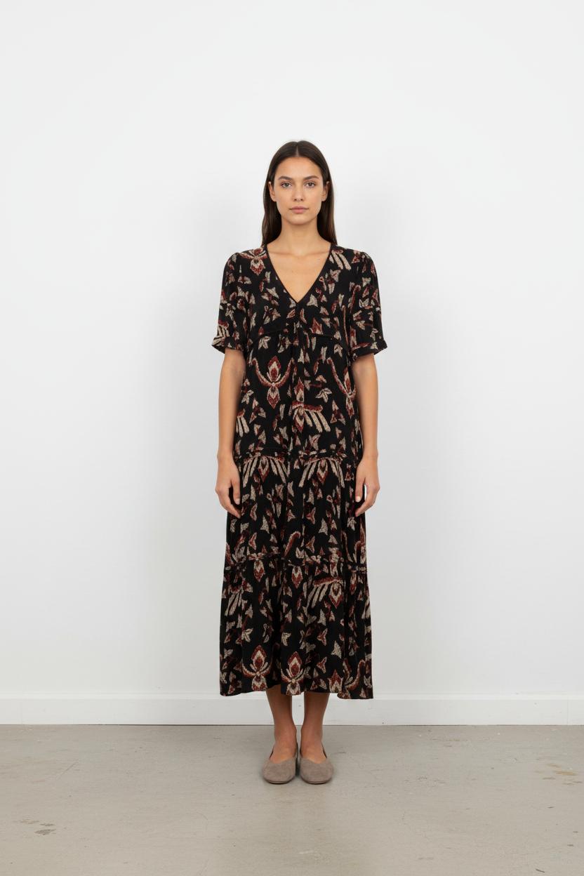 Robe Longue Noire et Rouge - Taille XS/34