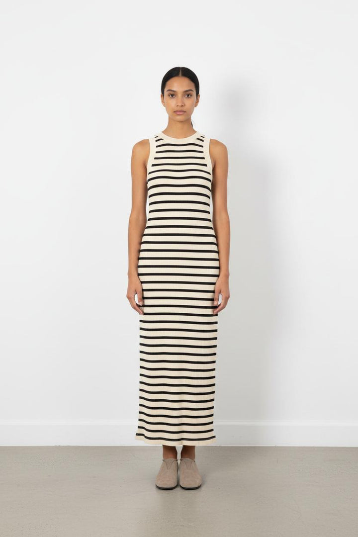 Robe Longue Beige et Noire - Taille M/38