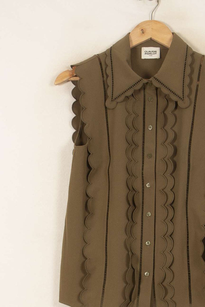 Blouse Sans Manches Marron - Taille S/36 de la marque Claudie Pierlot | PARAD54147 - Vendu par Paradigme - Image 3