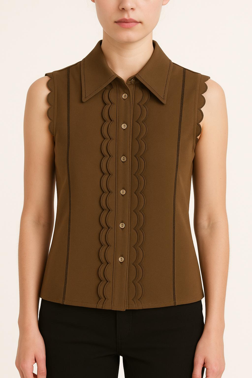 Blouse Sans Manches Marron - Taille S/36 de la marque Claudie Pierlot | PARAD54147 - Vendu par Paradigme - Image 1