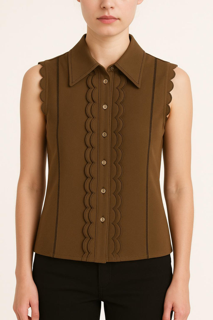 Blouse Sans Manches Marron - Taille S/36 de la marque Claudie Pierlot | PARAD54147 - Vendu par Paradigme - Image 1