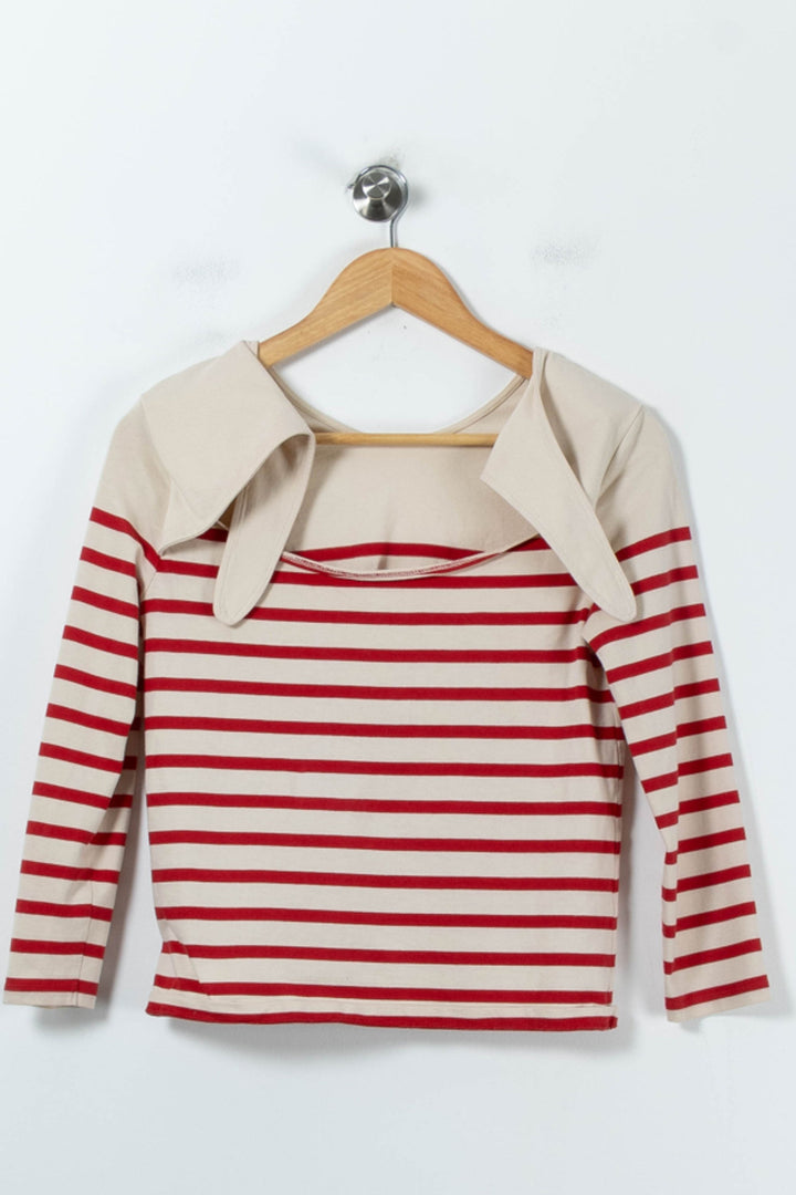 Marinière Écrue et Rouge - Taille S/36 de la marque Sézane | PARAD54175 - Vendu par Paradigme - Image 4