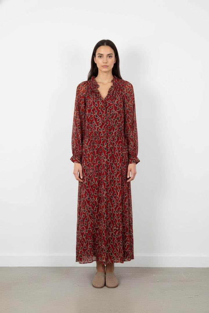 Robe Longue Bordeaux et Noir - Taille XS/34