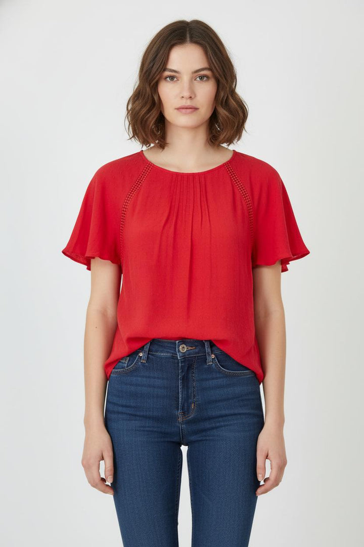Blouse Rouge - Taille XS/34 de la marque Sud express | PARAD54211 - Vendu par Paradigme - Image 1