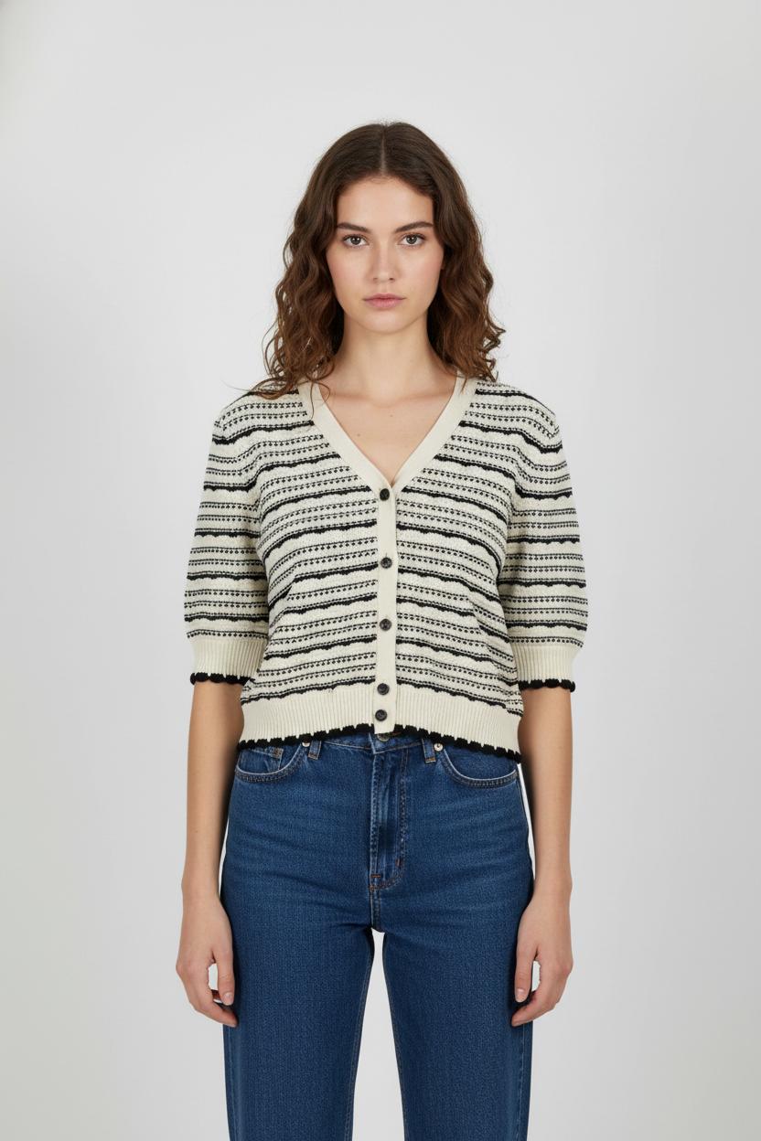 Gilet Beige et Noir - Taille L/40 de la marque Galeries Lafayette | PARAD54213 - Vendu par Paradigme - Image 1