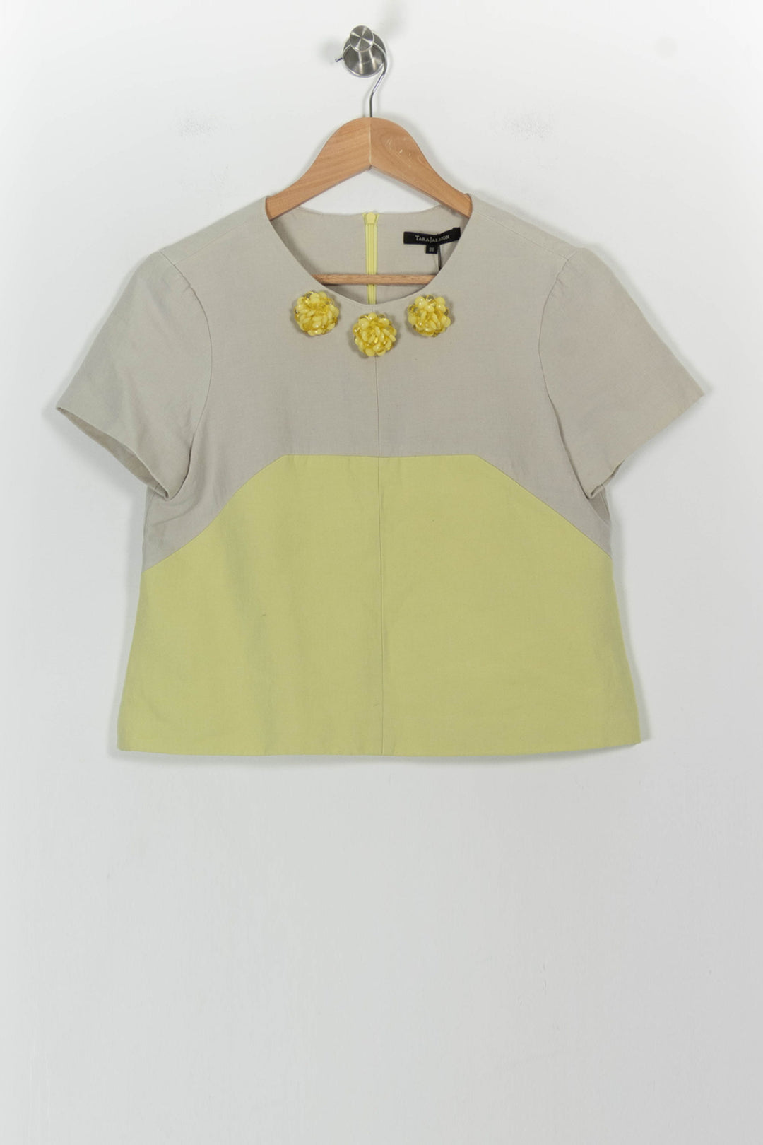 Blouse Jaune et Beige - Taille M/38 de la marque Tara Jarmon | PARAD54243 - Vendu par Paradigme - Image 2