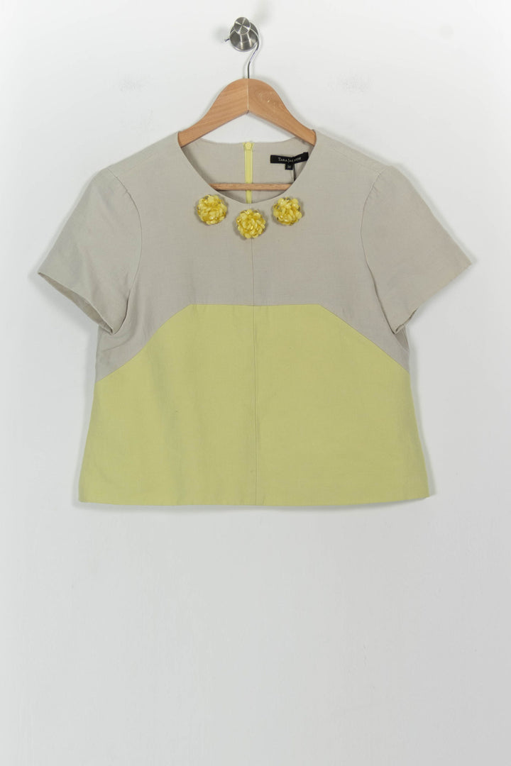 Blouse Jaune et Beige - Taille M/38 de la marque Tara Jarmon | PARAD54243 - Vendu par Paradigme - Image 2