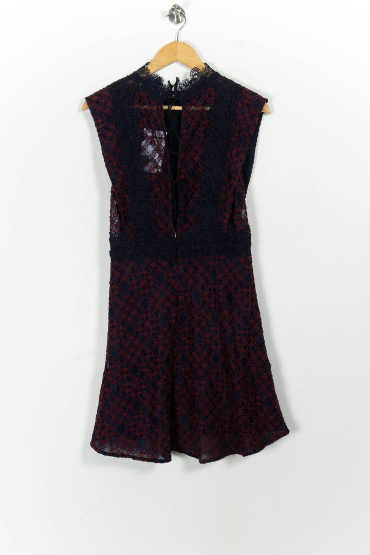 Robe Courte Bleu Marine et Bordeaux - Taille L/40 de la marque Sandro | PARAD54250 - Vendu par Paradigme - Image 4