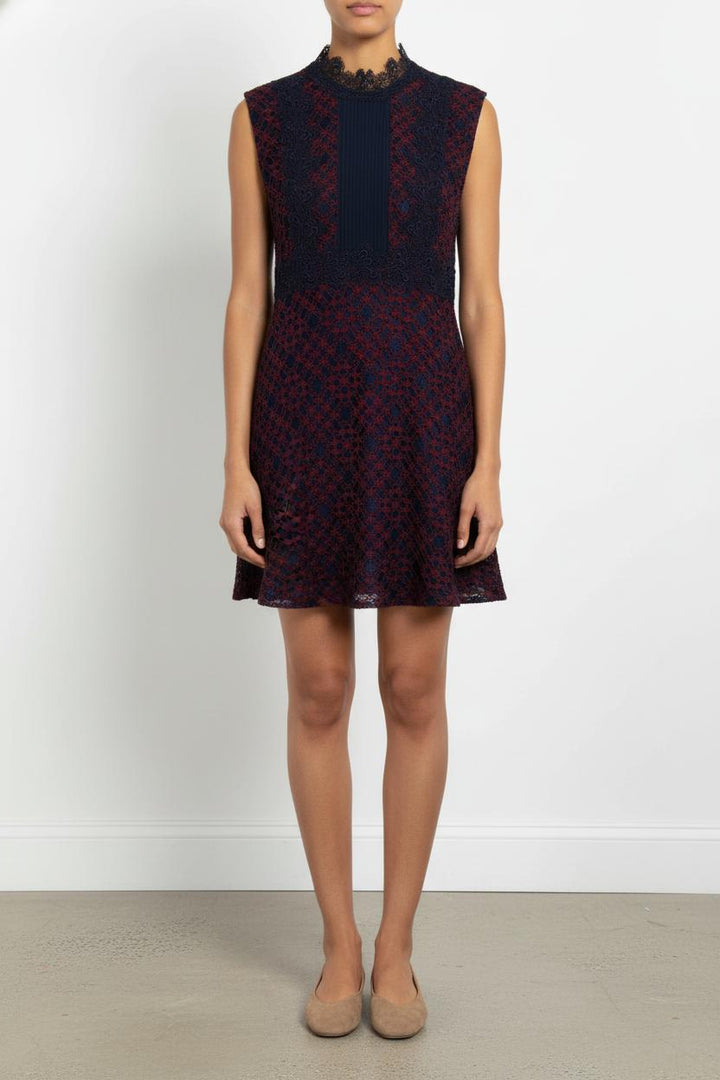 Robe Courte Bleu Marine et Bordeaux - Taille L/40 de la marque Sandro | PARAD54250 - Vendu par Paradigme - Image 1