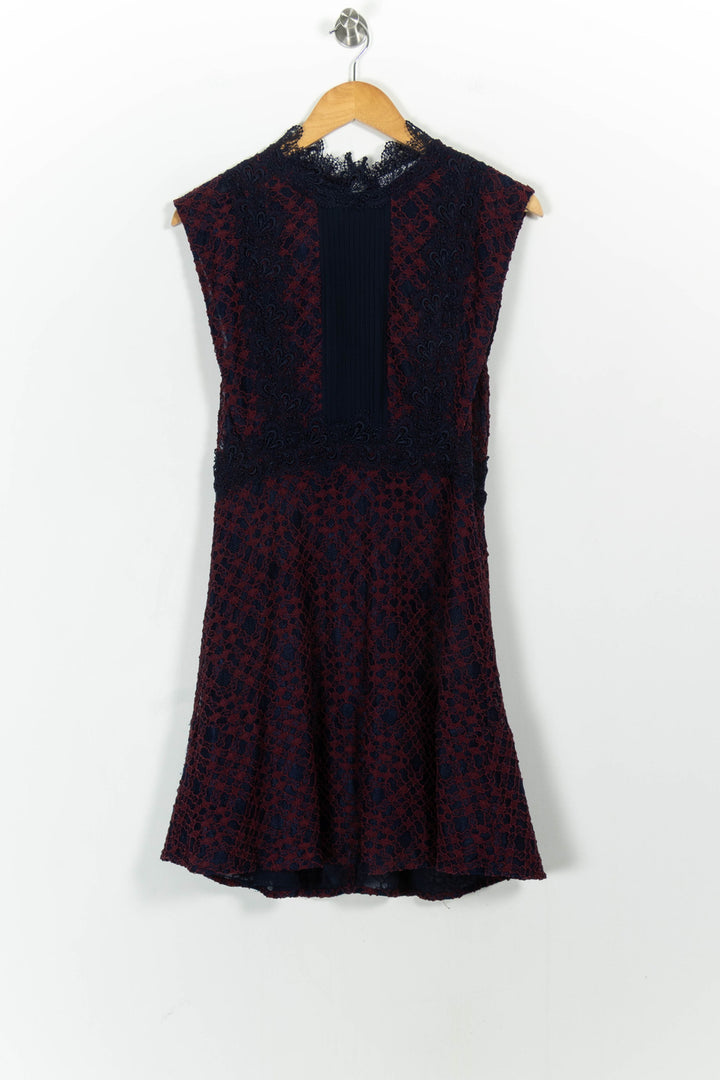 Robe Courte Bleu Marine et Bordeaux - Taille L/40 de la marque Sandro | PARAD54250 - Vendu par Paradigme - Image 2