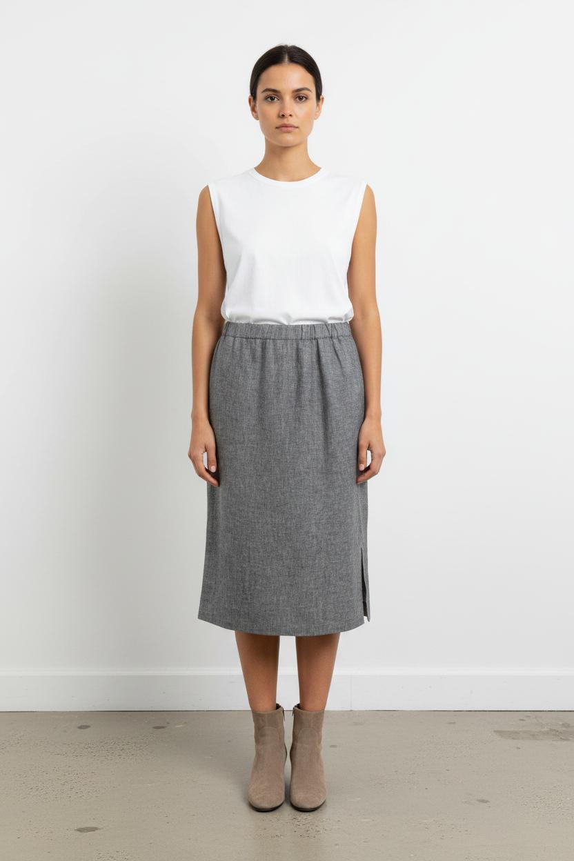 Jupe Droite Grise - Taille XL/42 de la marque Marina Rinaldi | PARAD54326 - Vendu par Paradigme - Image 1