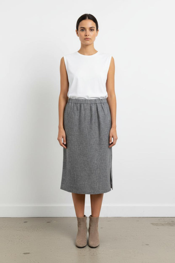 Jupe Droite Grise - Taille XL/42 de la marque Marina Rinaldi | PARAD54326 - Vendu par Paradigme - Image 1