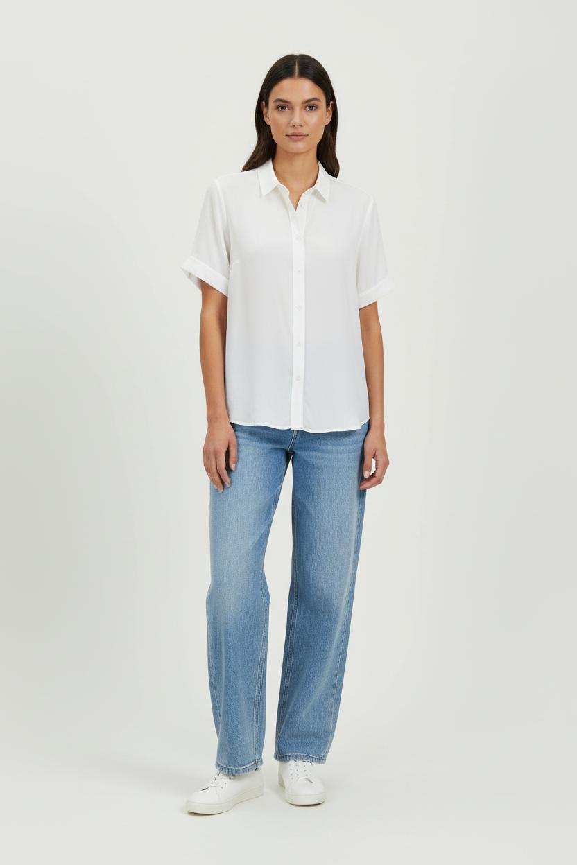 Chemise Manches Courtes Blanche - Taille S/36 de la marque Samsoe Samsoe | PARAD54387 - Vendu par Paradigme - Image 1