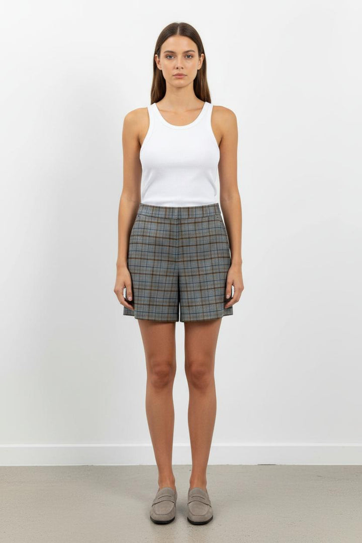 Short Carreaux Beige et Bleu - Taille XS/34 de la marque Sandro | PARAD54398 - Vendu par Paradigme - Image 1