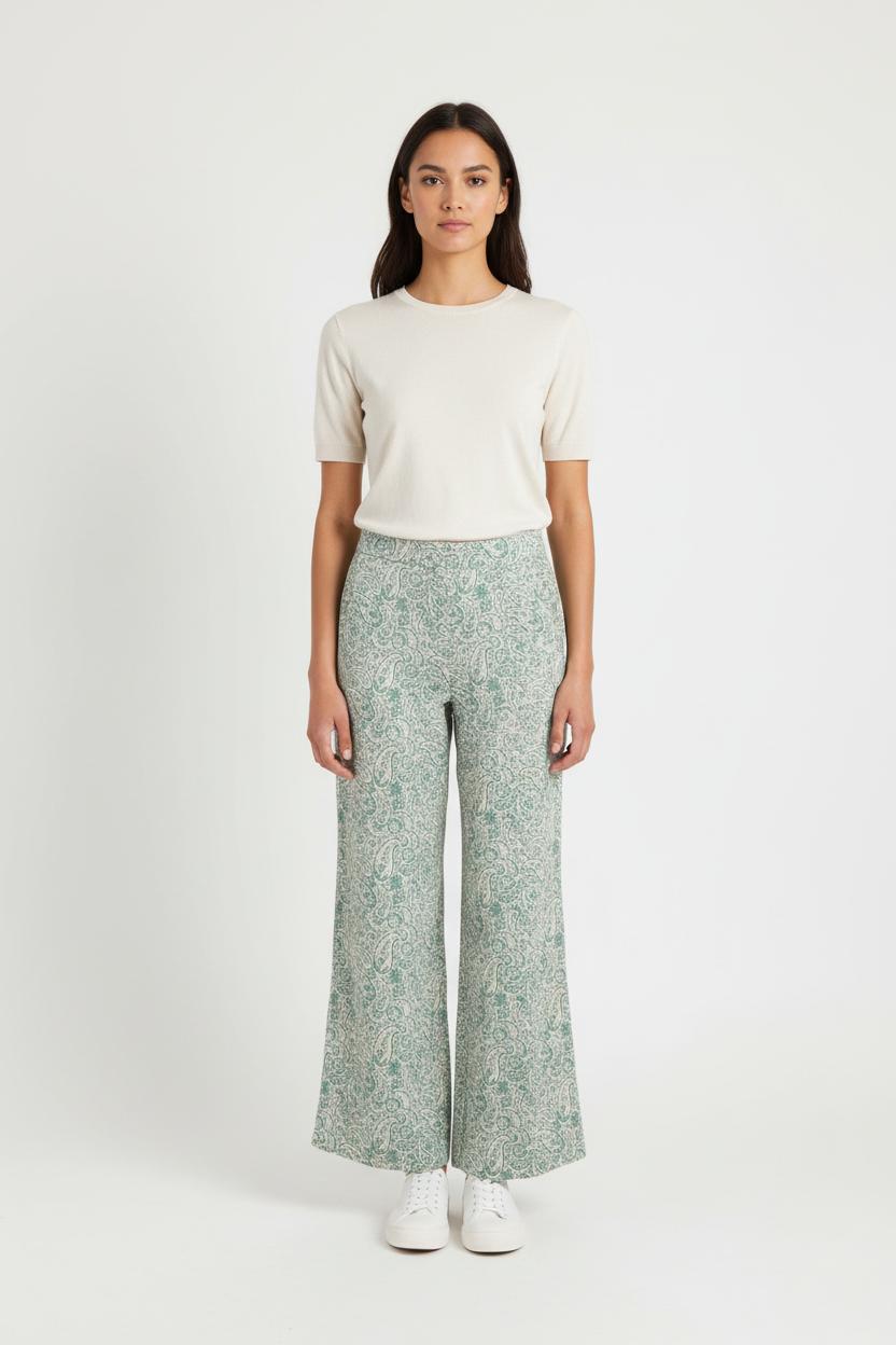 Pantalon Large Vert et Blanc - Taille M/38 de la marque Vanessa Bruno | PARAD54415 - Vendu par Paradigme - Image 1