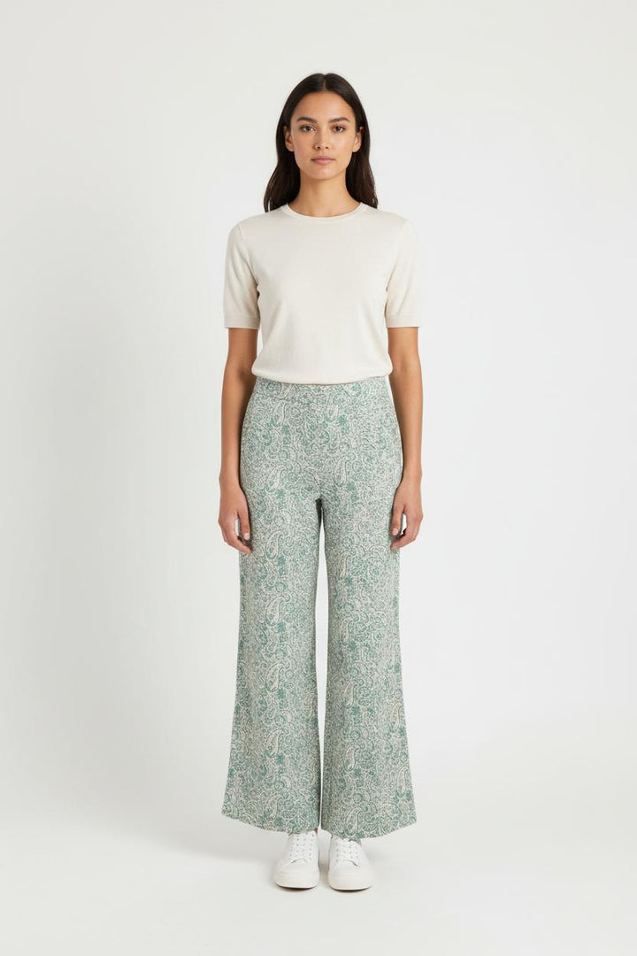 Pantalon Large Vert et Blanc - Taille M/38 de la marque Vanessa Bruno | PARAD54415 - Vendu par Paradigme - Image 1