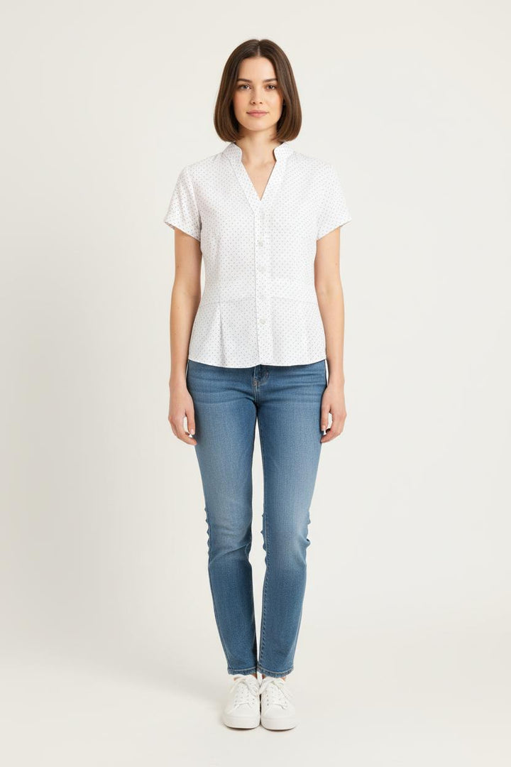 Chemisier Blanc à Pois Noirs - Taille XL/42 de la marque Maison 123 | PARAD54447 - Vendu par Paradigme - Image 1