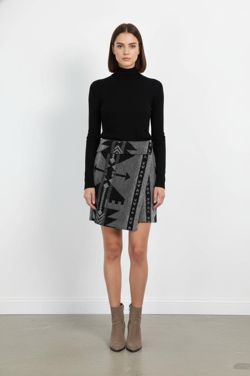 Jupe Portefeuille Noire et Grise - Taille XL/42 de la marque Bérénice | PARAD54521 - Vendu par Paradigme - Image 1