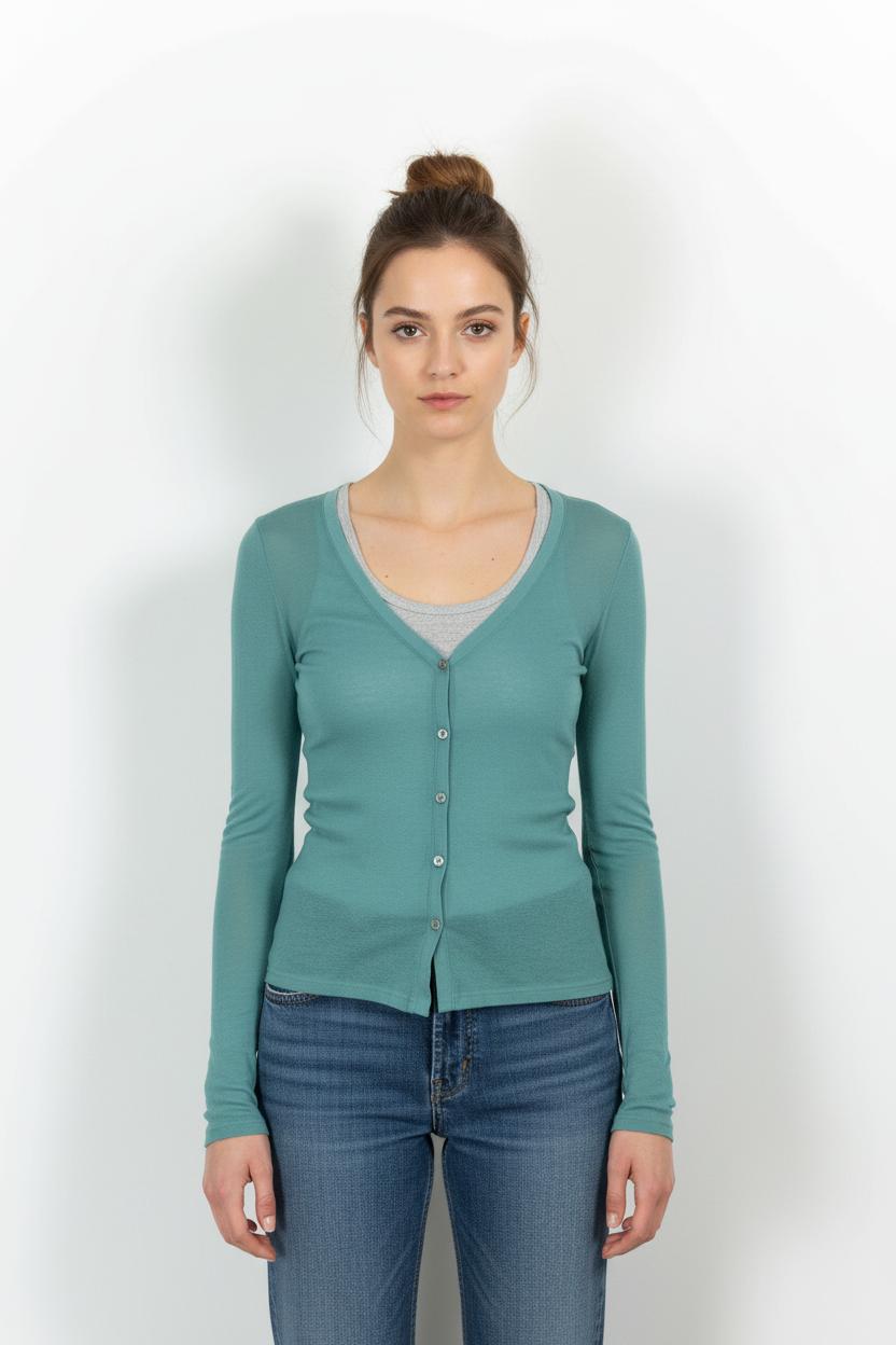 Cardigan Vert - Taille M/38 de la marque American Vintage | PARAD54599 - Vendu par Paradigme - Image 1