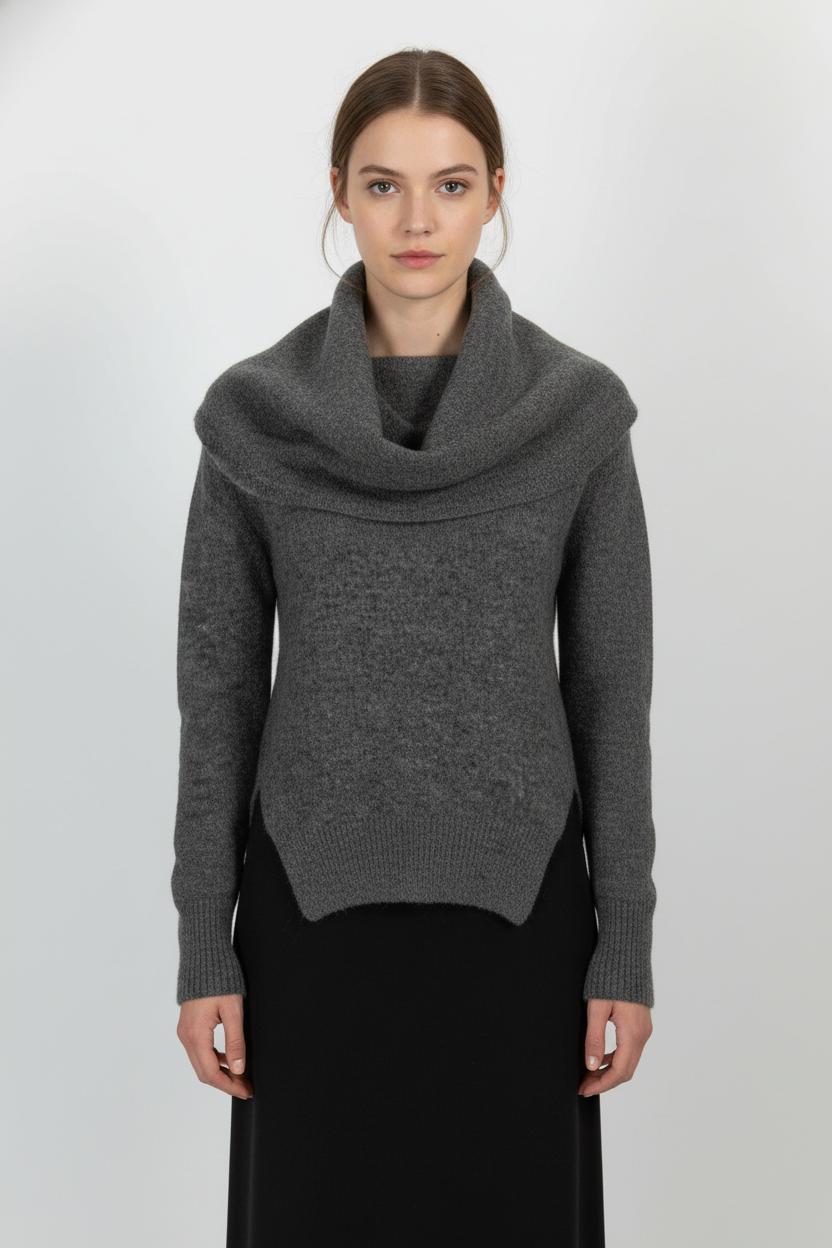 Pull Col Châle Gris - Taille S/36 de la marque American Vintage | PARAD54607 - Vendu par Paradigme - Image 1