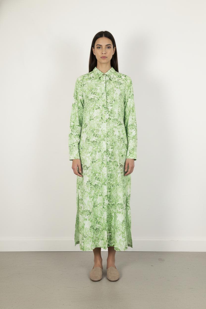 Robe Chemisier Longue Verte - Taille L/40