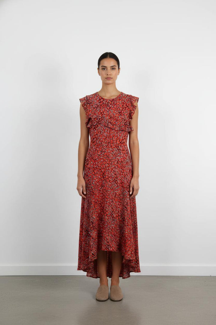 Robe Longue Rouge et Grise - Taille S/36