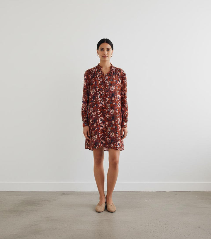 Robe Courte Marron et Rouge - Taille S/36