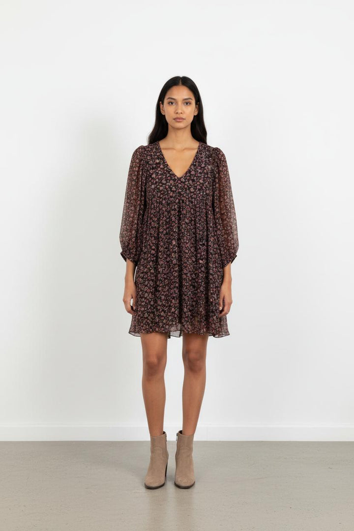 Robe Courte Noire à Fleurs - Taille S/36