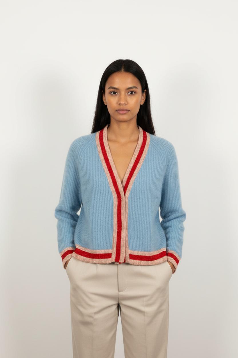 Cardigan Bleu et Rouge - Taille S/36